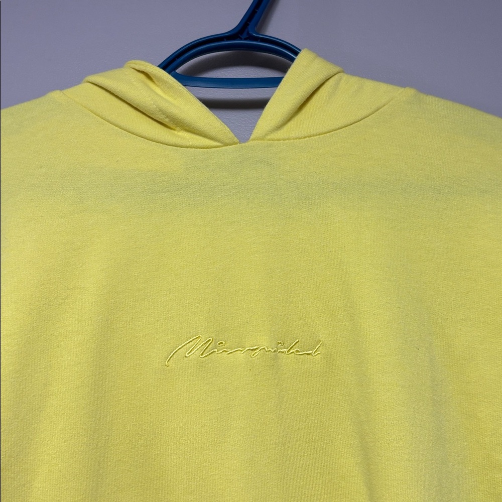 Missguided Yellow Lightweight Hoodie Womens US 4 Minimal Embroidered Logo